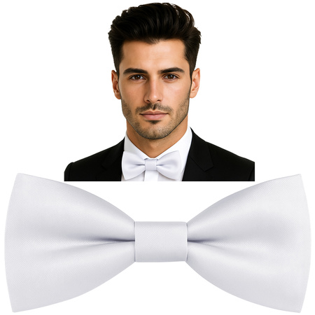 Elegancka muszka męska - BIAŁY