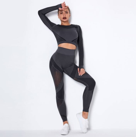 Komplet zestaw sportowy legginsy bezszwowe + top 