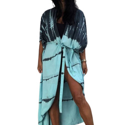 Pareo długa narzutka plażowa tunika z paskiem