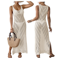 Długa ażurowa sukienka plażowa boho MAXI