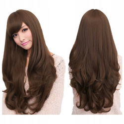 Peruka długa brązowa fale grzywka