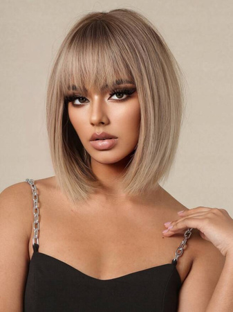 Peruka blond krótkie proste włosy grzywka