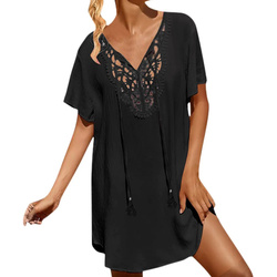 Pareo plażowe z ażurkowym zdobieniem