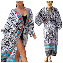 Pareo długa narzutka plażowa tunika z paskiem