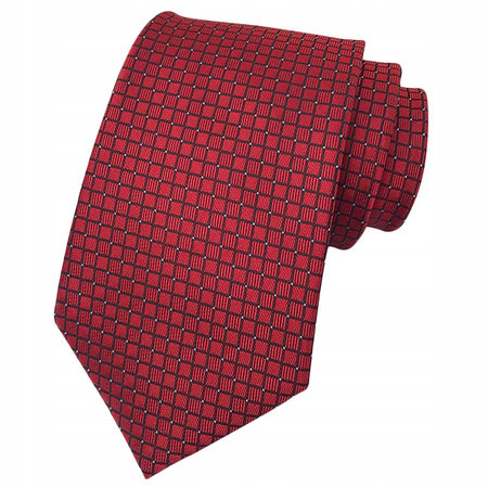 Krawat męski klasyczny w kratkę - czerwony