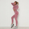 Komplet sportowy legginsy bezszwowe + top róż
