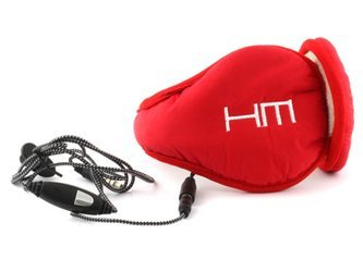 Nauszniki zimowe ze słuchawkami czerwone