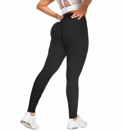 Legginsy sportowe karbowany wzór wysoki stan