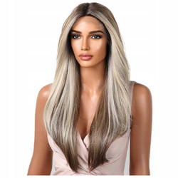 Peruka lace front długa brąz blond ombre