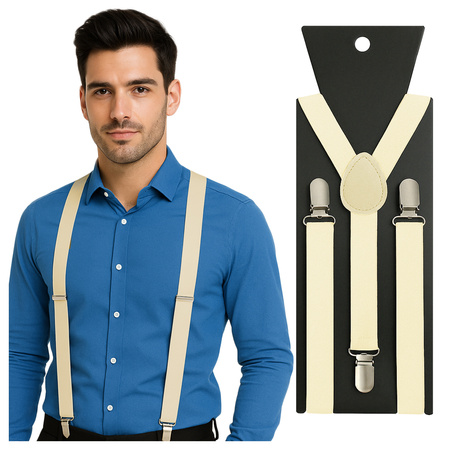 Szelki do spodni 2,5 cm kość słoniowa