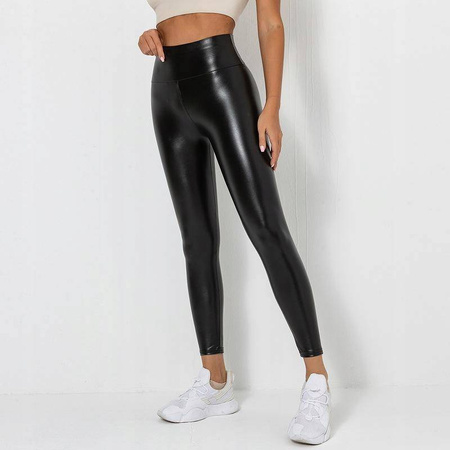Legginsy skórzane a la skóra push up czarne