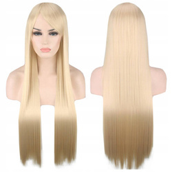 Peruka długa blond prosta cosplay grzywka