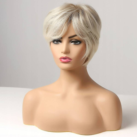 Peruka z grzywką prosta blond krótka