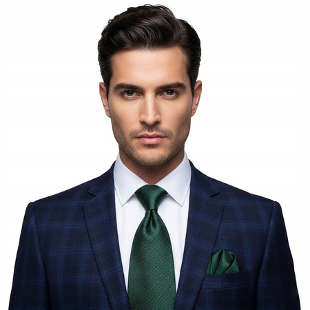 Żakardowy zestaw - krawat + poszetka + spinki