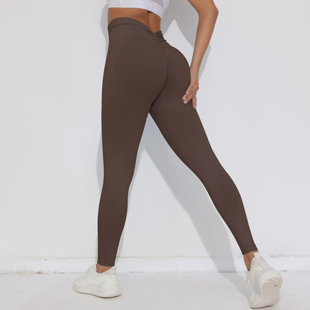 Legginsy sportowe z wysoki stanem i  marszczeniami