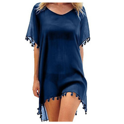 Pareo plażowe z frędzelkami GRANATOWE