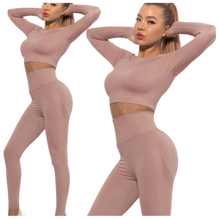 Komplet sportowy legginsy bezszwowe + top
