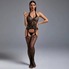 Bodystocking z kwiatowym motywem i efektem pasa do pończoch
