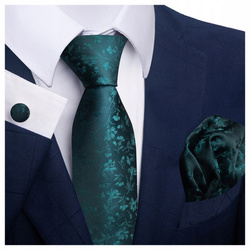 Elegancki zestaw krawat + poszetka + spinki do mankietów