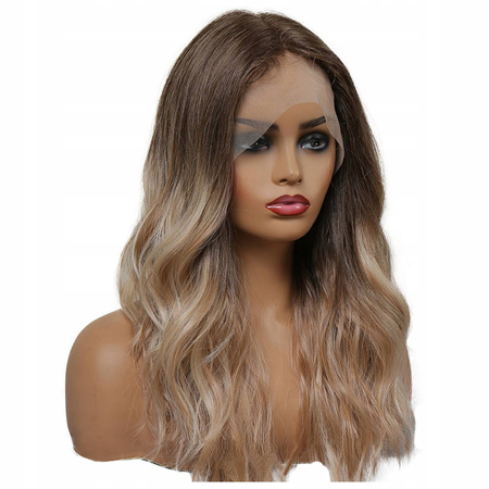 Peruka lace front blond brąz fale długie włosy