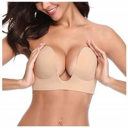 Biustonosz Samonośny odkryte plecy głęboki dekolt  - beżowy