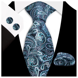 Żakardowy zestaw - krawat + poszetka + spinki