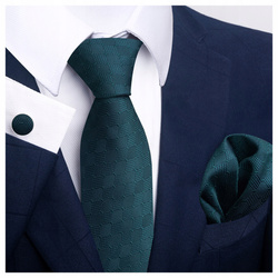 Elegancki zestaw krawat + poszetka + spinki do mankietów