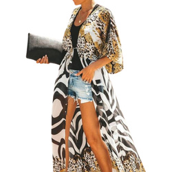 Długa wielokolorowa narzutka plażowa