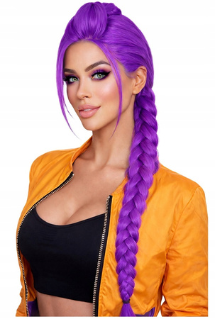 Fioletowa peruka z warkoczem Rumi K-pop hunters