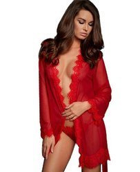 Szlafrok damski tiulowy koronka