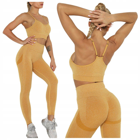 Komplet zestaw sportowy legginsy bezszwowe + top 