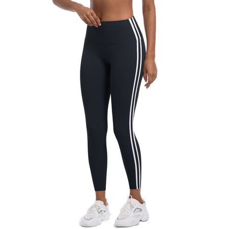 Czarne legginsy sportowe z lampasami