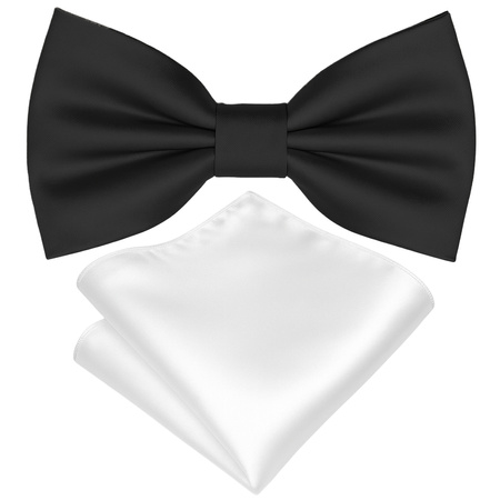 Zestaw czarna mucha + biała poszetka 