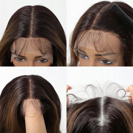 Peruka długa lace front brązowa fale