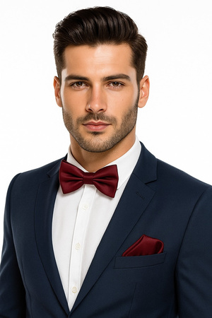 Zestaw mucha + poszetka - bordowy GŁADKIE