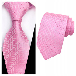 Krawat męski klasyczny w kratkę - różowy