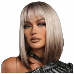 Peruka do ramion prosta blond grzywka