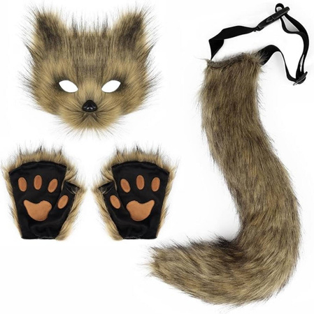Przebranie lisa ogon pluszowa maska łapki na karnawał