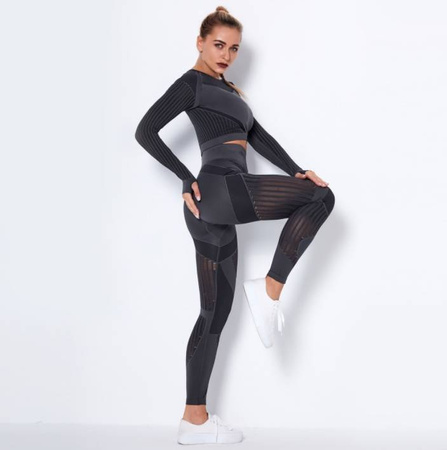 Komplet zestaw sportowy legginsy bezszwowe + top 