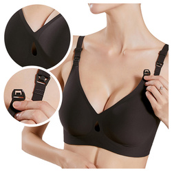 Biustonosz ciążowy stanik bezszwowy do karmienia - czarny