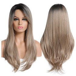 Peruka długa ombre ciemny blond prosta