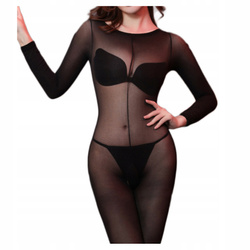 Czarne bodystocking z dziurką
