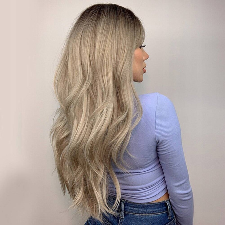 Peruka blond brąz falowana jak naturalna 