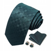 Elegancki jedwabny zestaw krawat + poszetka + spinki do mankietów