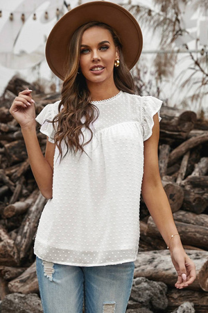 Biała bluzka boho elegancka koszula krótki rękaw