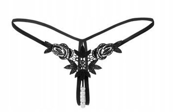 Stringi damskie paseczki z rozcięciem perełka