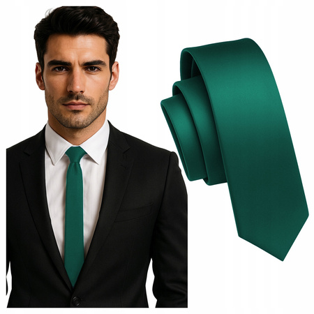 Krawat śledzik butelkowa zieleń