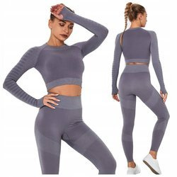 Komplet zestaw sportowy legginsy bezszwowe + top
