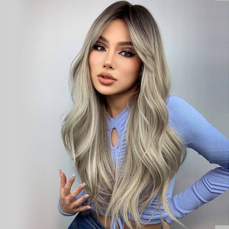 Peruka blond brąz falowana jak naturalna 
