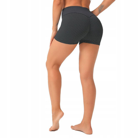 Spodenki sportowe fitness karbowane z wysokim stanem